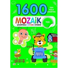 1600 Mozaik Çıkartmalı Boyama Kitabım Yeşil Kitap