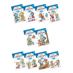 Sevimli Robotlar Boyoma Kitabı Sticker Çıkartmalı (10 Kitap Set)